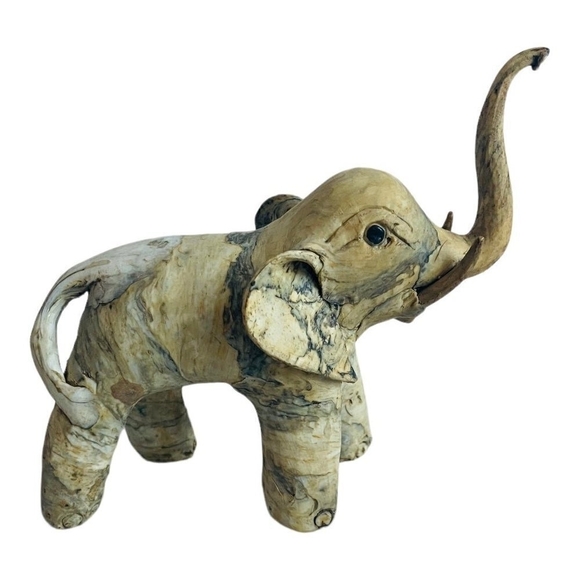 Vintage Unique Crushed Oyster ELEPHANT Figurine Statue Handmade Folk Art - Picture 3 of 5